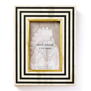 4x6 Picture Frame, Black And White Photo Frame, Stripe Picture Frame, 4x6 Photo Frame, Modern Picture Frame, Bone Inlay Frame, Tabletop image 1