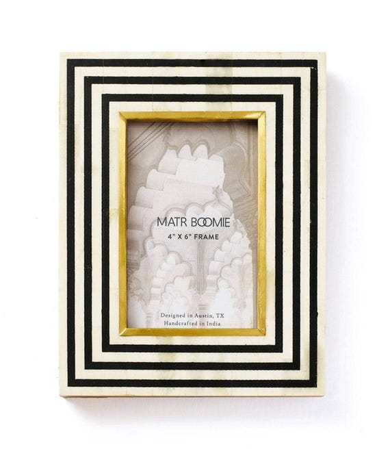 4x6 Picture Frame, Black And White Photo Frame, Stripe Picture Frame, 4x6 Photo Frame, Modern Picture Frame, Bone Inlay Frame, Tabletop