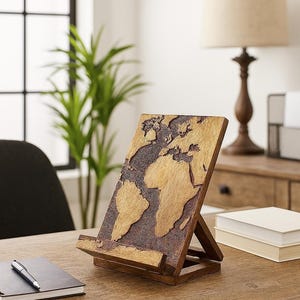 Cookbook Stand, Recipe Book Holder, Cookbook Holder, Book Display Stand, iPad Stand, Kitchen Tablet Stand, Kindle Stand, Hand Carved Stand image 1