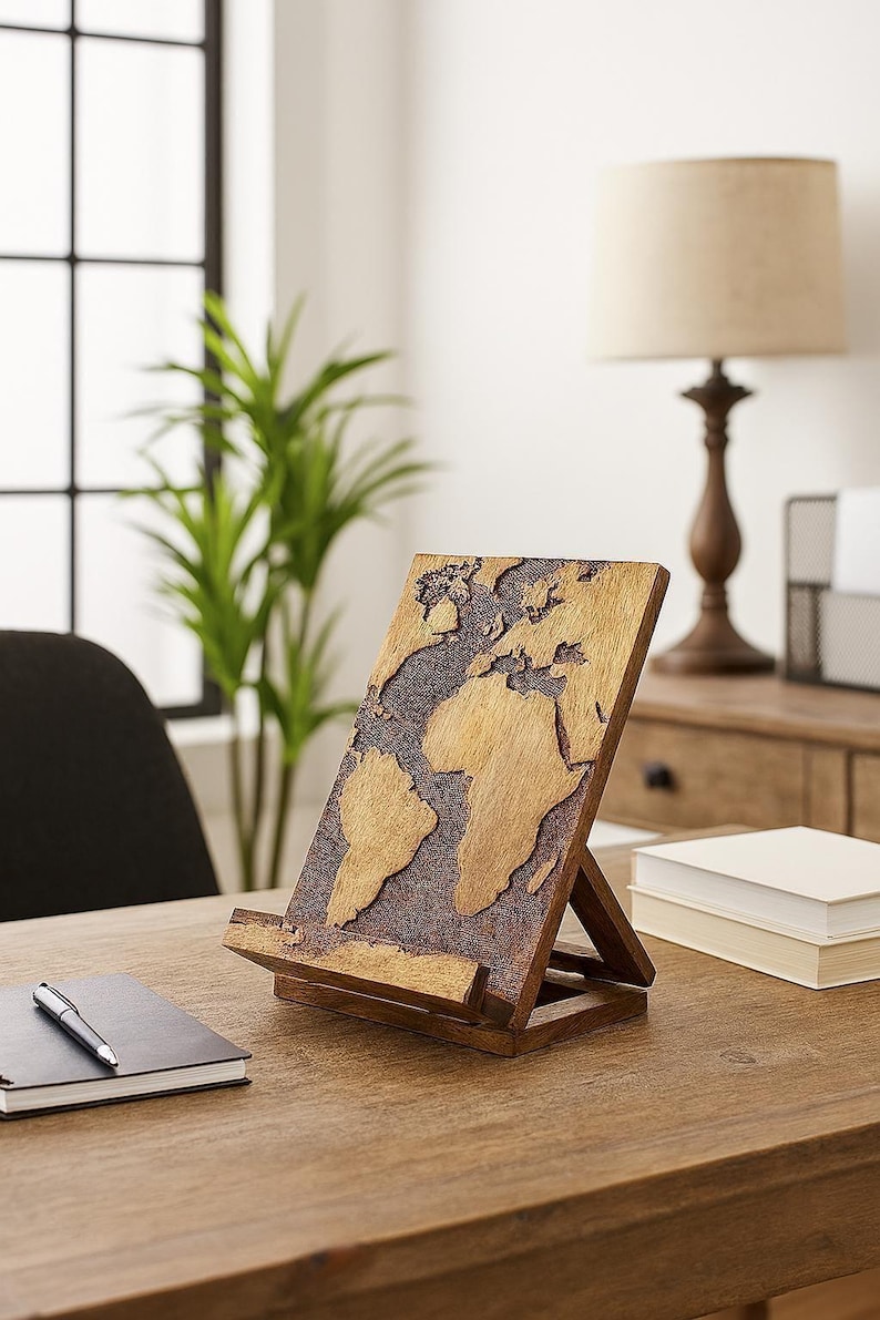 Cookbook Stand, Recipe Book Holder, Cookbook Holder, Book Display Stand, iPad Stand, Kitchen Tablet Stand, Kindle Stand, Hand Carved Stand image 1