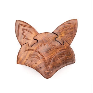 Puzzle-Box mit verstecktem Fach, Puzzle-Ring-Box aus Holz, Fuchs Schmuckschatulle, Holzversteckbox, Geheime Lock-Box, Puzzle-Box für Erwachsene