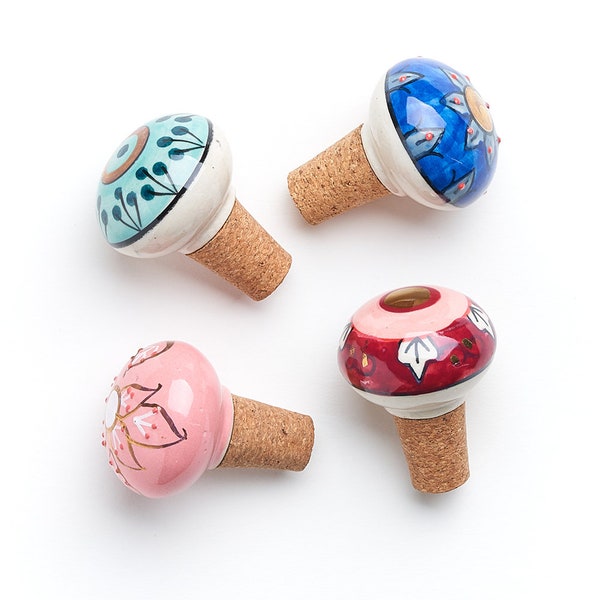 Ceramic Wine Stopper, Wine Bottle Stopper, Ceramic Wine Cork, Decorative Wine Stoppers, Unique Wine Stopper, Wine Lover Gift, Party Favors