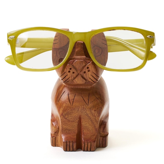 AMERINDIAN Handmade Wooden Spectacle Eyeglasses Holder Owl Shaped Eyewear Reading Nightstand Retainer Sunglasses Display Optical Glasses