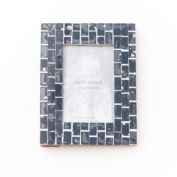 Tile Picture Frame 4x6, Blue Picture Frame, 4x6 Photo Frame, Mosaic Picture Frame, 4 x 6 Frame, Boho Picture Frame, Indian Photo Frame