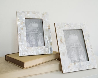 5x7 Photo Frame, Mother Of Pearl Picture Frame, Unique Picture Frame, Mosaic Frame, Anniversary Photo Frame, Decorative Frame, Tabletop