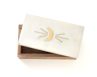 Decorative Box With Lid, Crescent Moon Box, Small Stash Box, Boho Box, Esoteric Jewelry Box, Moon Jewelry Box, Celestial Gift, Indian Box