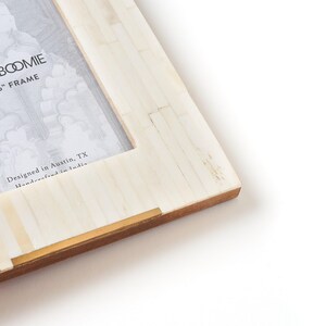 4x6 Picture Frame with Brass Accents, Bone Inlay Picture Frame, 4x6 Photo Frame, Bone Photo Frame, Beige Picture Frame, Tile Picture Frame image 2