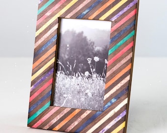 Rainbow Picture Frame, Colorful Picture Frame, Unique Picture Frame, 4x6 Frame, Boho Picture Frame, Mango Wood Frame, Hanging Picture Frame