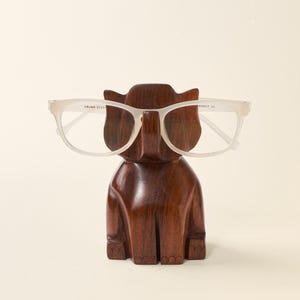 Elephant Eyeglass Holder, Animal Glasses Holder, Hand Carved Eye Glass Holder, Wood Glasses Holder, Desk Reading Nook Decor, Dorm Gift