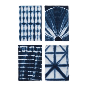 Set Of 4 Shibori Napkins, Indigo Napkins, Cloth Napkins, Tie Dye Napkins, Cotton Napkins, Hand Dyed Napkins, Hostess Gift, Dinner Table Gift image 1