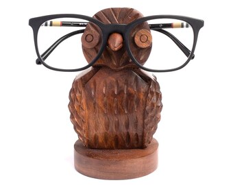 Wood Owl Glasses Holder, Eyeglasses Stand, Owl Glasses Stand, Wooden Eyeglass Holder, Owl Gifts, Dark Academia Decor, Animal Glasses Holder