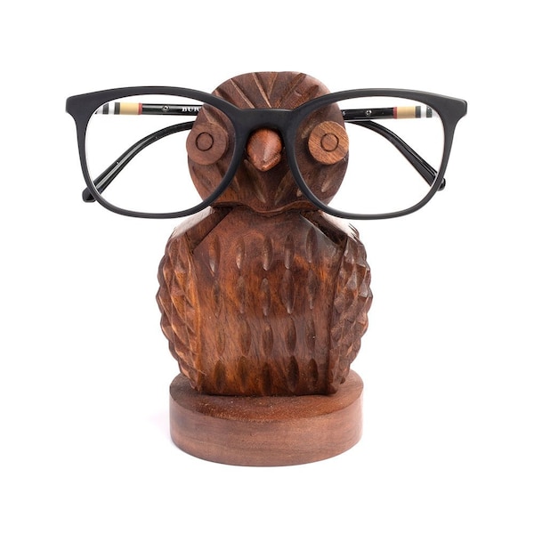 Wood Owl Glasses Holder, Eyeglasses Stand, Owl Glasses Stand, Wooden Eyeglass Holder, Owl Gifts, Dark Academia Decor, Animal Glasses Holder