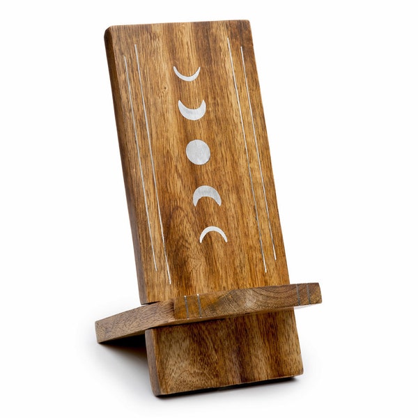 Wooden Phone Stand, Phone Holder, Cell Phone Stand, iPhone Holder, Tablet Stand, Moon Phone Stand, Tech Accessories, Desk Phone Holder