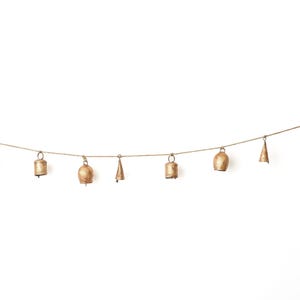 Rustic Bells Garland, Unique Wind Chimes, Rustic Fireplace Decor, Hanging Bell Garland, Outdoor Decor, Cozy Home Decor, Outdoor And Garden Long Garland