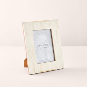 4x6 Picture Frame with Brass Accents, Bone Inlay Picture Frame, 4x6 Photo Frame, Bone Photo Frame, Beige Picture Frame, Tile Picture Frame image 3
