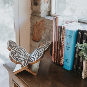 Butterfly Book Stand, Book Holder, Carved Butterfly Book Stand, Open Book Stand, Recipe Holder, Fantasy Book Stand,Roommate Gift, Dorm Decor