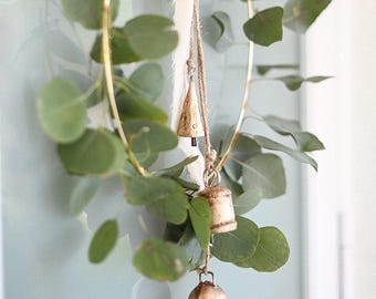 Rustic Bells Garland, Unique Wind Chimes, Rustic Fireplace Decor, Hanging Bell Garland, Outdoor Decor, Cozy Home Decor, Outdoor And Garden