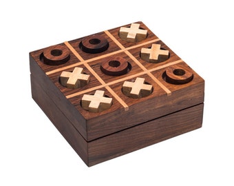 Wooden Tic Tac Toe Game, Tic Tac Toe Board, Wood Board Game, Travel Tic Tac Toe Game, Jeu Du Morpion, Handcrafted Board Games, Kids Gift