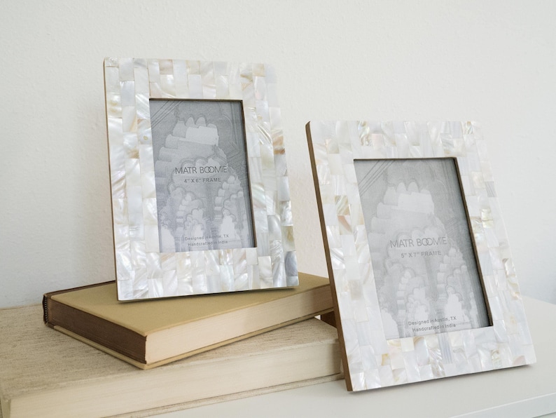 5x7 Photo Frame, Mother Of Pearl Picture Frame, Unique Picture Frame, Mosaic Frame, Anniversary Photo Frame, Decorative Frame, Tabletop image 1
