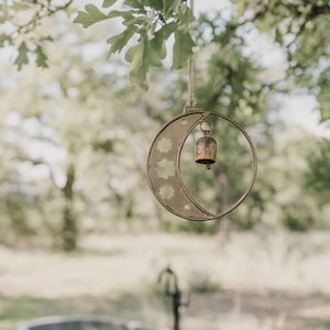 Celestial Decor, Metal Bell Chime, Moon Wind Chime, Indian Bell Hanging, Meditation Decor, Fall Decor, Handmade Bell Chime, Fall Style Gift