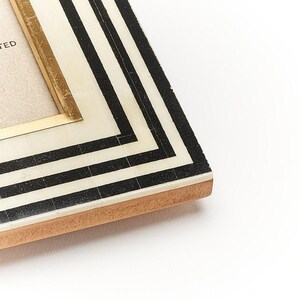 4x6 Picture Frame, Black And White Photo Frame, Stripe Picture Frame, 4x6 Photo Frame, Modern Picture Frame, Bone Inlay Frame, Tabletop image 2