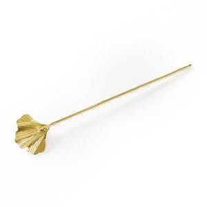 Sayuri Ginkgo Leaf Hair Pin, Slide With Stick Hair Pin, Gold Hair Pin, Bridal Hair Pin, Wedding Gift, Brass Hair Accessory, Elegant Hair Pin
