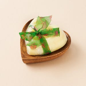 Set of heart shaped herbal lavender soap and wooden self draining dish ~ Cute gift for girlfriend