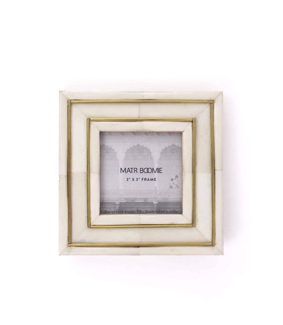3x3 Picture Frame - Brass Inlay - Modern Home Decor for Living Room or Bedroom - 3x3 Handmade Photo Frame - Wedding Gifts Ideas
