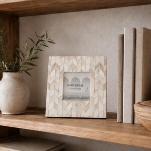 3x3 Picture Frame, Bone Photo Frame, White Pearl Cream Frame, Hand Carved Frame, Marble Picture Frame, 3x3 Frame, Unique Picture Frames