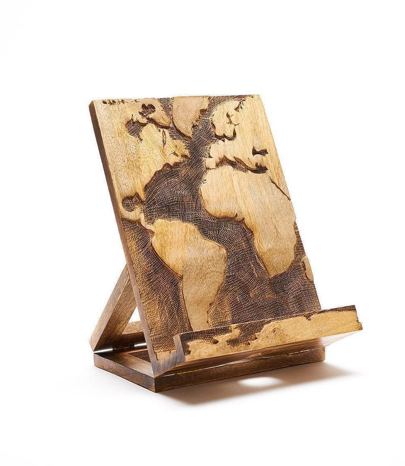 Cookbook Stand, Recipe Book Holder, Cookbook Holder, Book Display Stand, iPad Stand, Kitchen Tablet Stand, Kindle Stand, Hand Carved Stand image 2