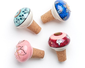 Ceramic Wine Stopper, Wine Bottle Stopper, Ceramic Wine Cork, Decorative Wine Stoppers, Unique Wine Stopper, Wine Lover Gift, Party Favors