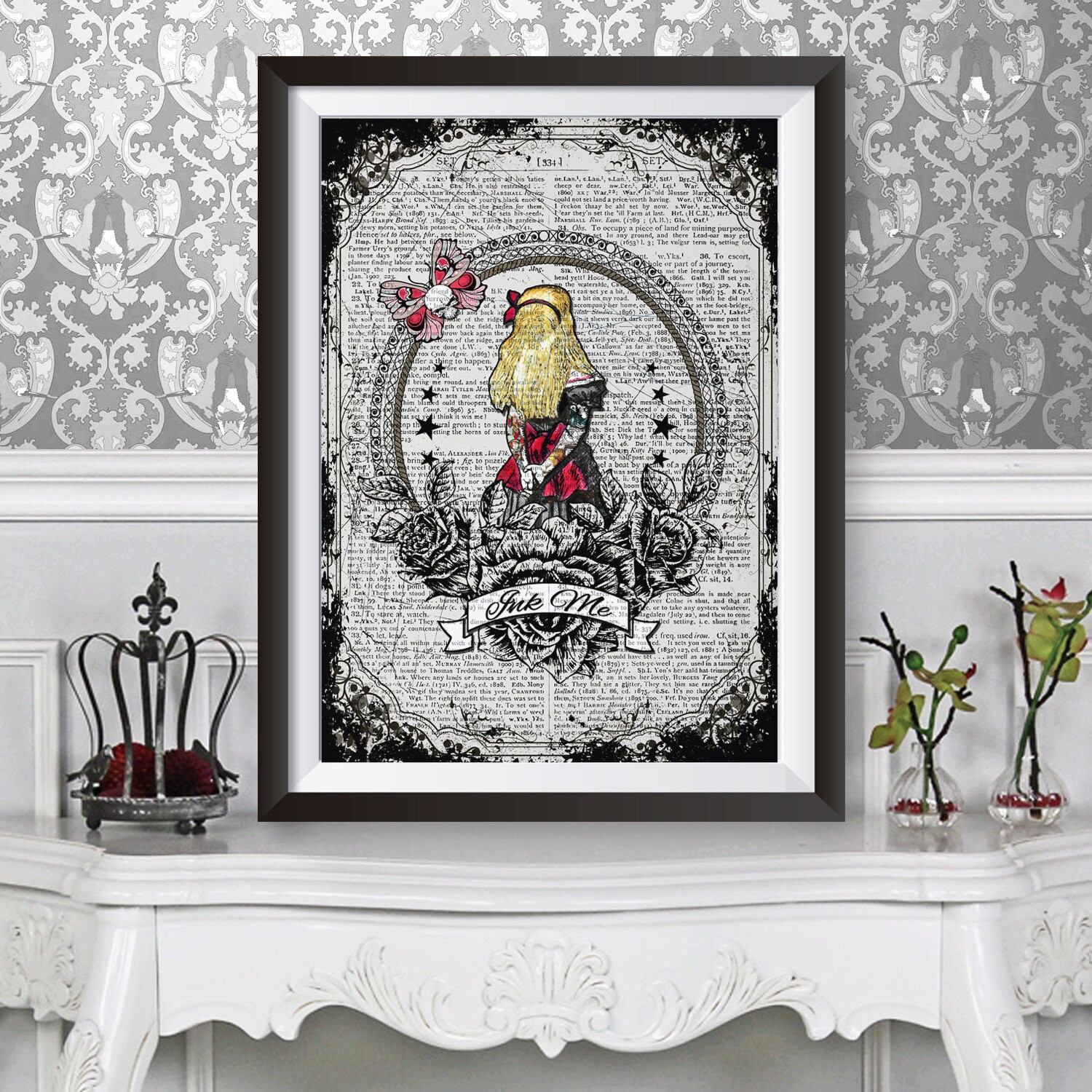 Alice In Wonderland Tattoo Sleeves Poster Art Print Etsy