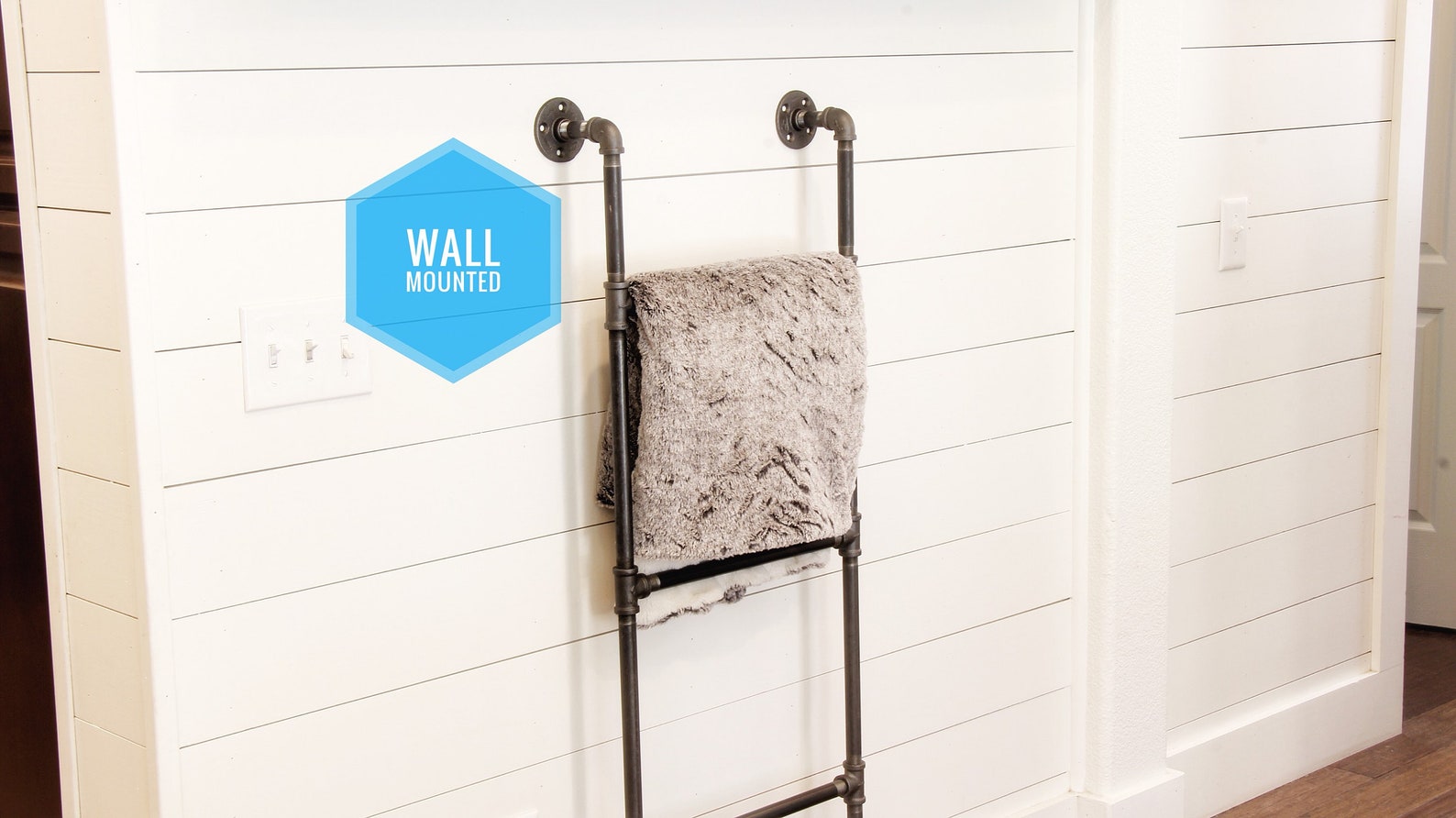 Wall mounted blanket ladder Industrial decor black blanket Etsy