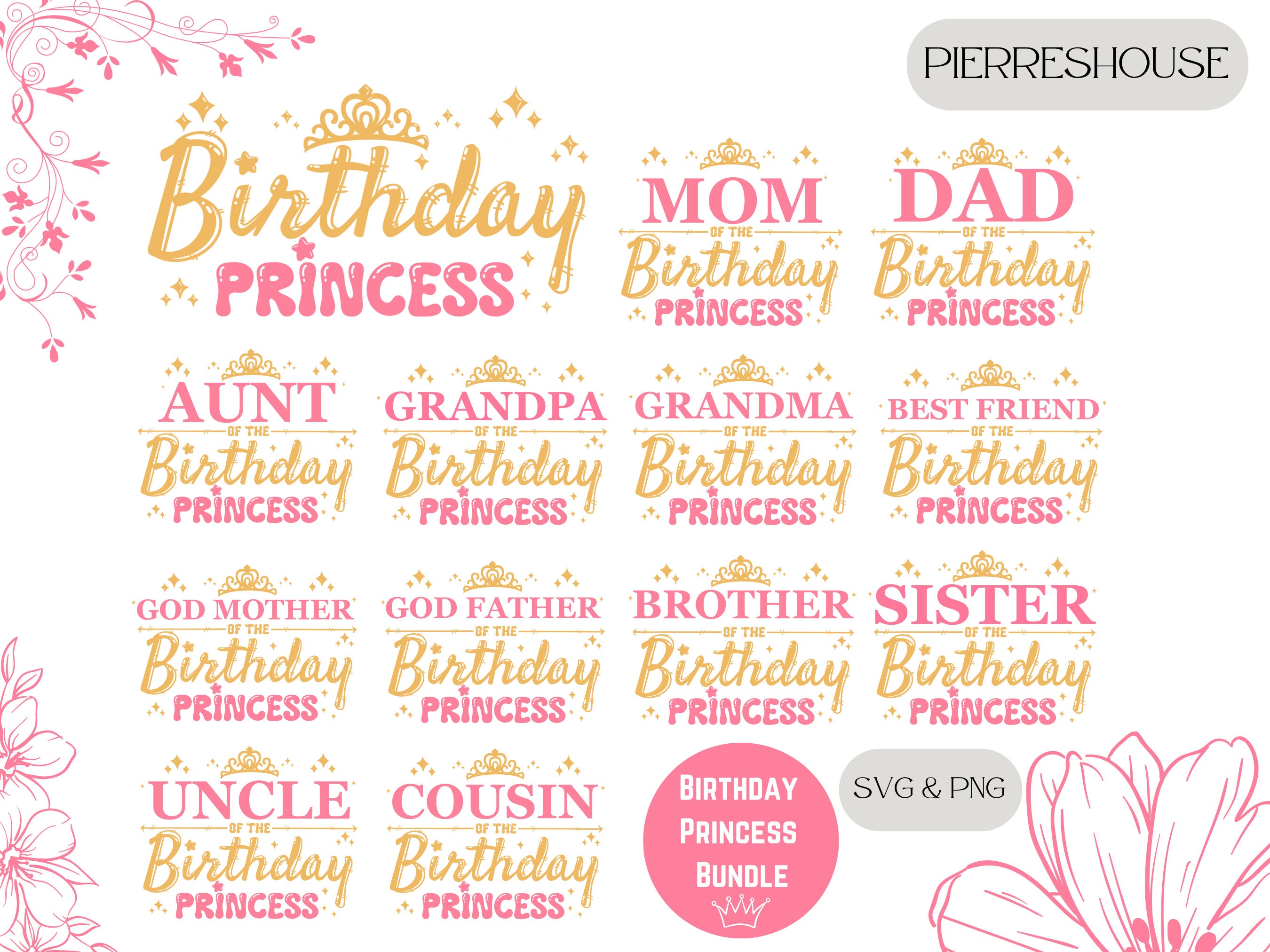 Birthday Princess Svg Bundle, Mom of the Birthday Princess, Birthday ...