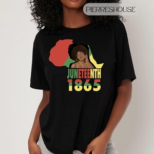 Juni 1865 Shirt - Afroamerikanerfrau & Afrika-Karten-Grafik-T-Shirt - Schwarzes Geschichtsmonat-Shirt - Melanin-Stolz-T-Shirt