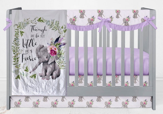 purple elephant crib set