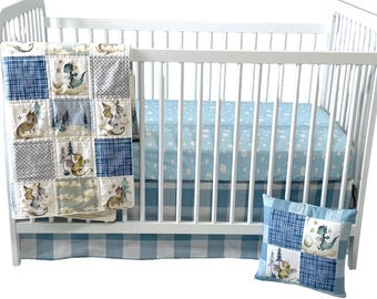 baby boy quilt, dragons theme nursery,handmade baby blanket, baby shower gift, nursery decor, crib bedding, handmade quilt
