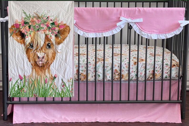 Baby Bedding Floral Cow Crib Bedding Farm Theme Nursery Etsy
