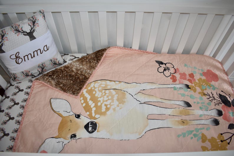 girl deer crib bedding