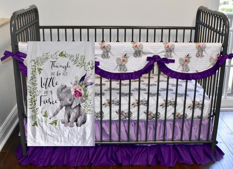 Elephant Crib Bedding Purple Bedding Lavender Purple And Etsy