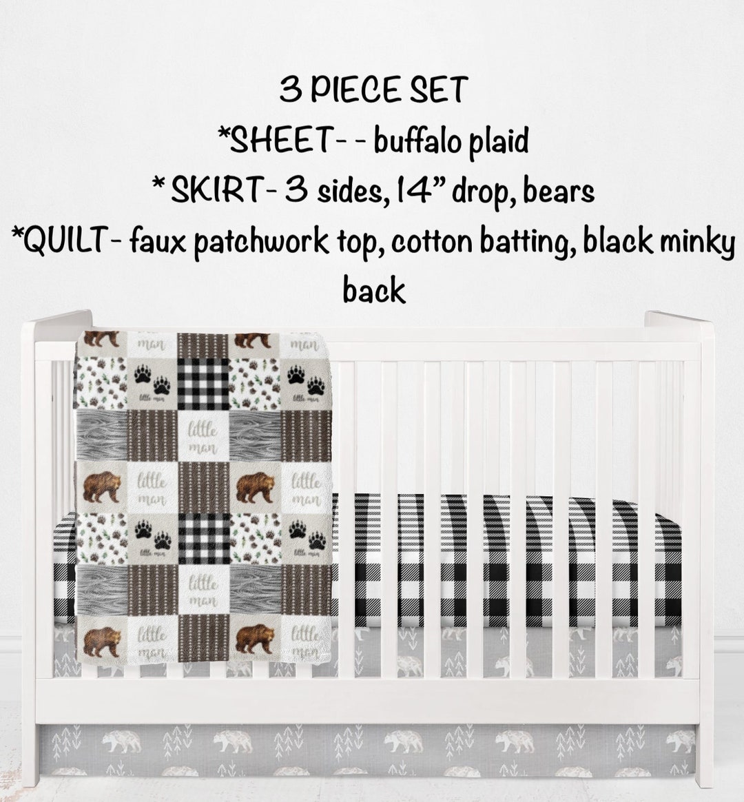 Woodland Crib Bedding Bear Theme Nursery Crib Bedding Etsy