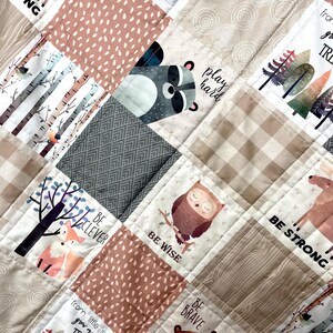 baby boy quilt, woodland quilt, woodland nursery,handmade baby blanket, baby shower gift, nursery decor, crib bedding, handmade quilt