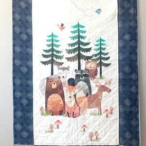 baby boy quilt, woodland quilt, woodland nursery, handmade baby blanket, baby shower gift, nursery decor, crib bedding, handmade quilt