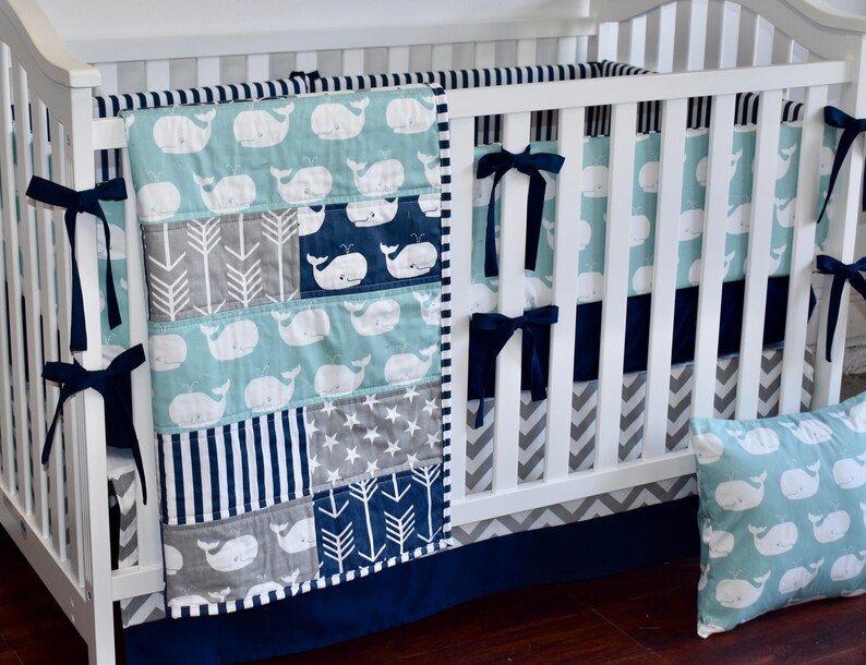 Whales Crib Bedding Nautical Whales Anchors Arrows Etsy
