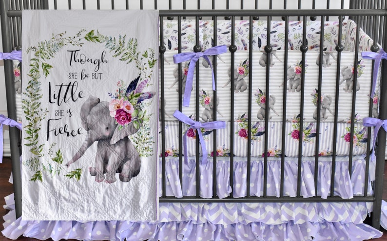 purple elephant crib bedding set