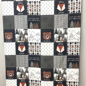 baby boy quilt, woodland quilt, woodland nursery, handmade baby blanket, baby shower gift, nursery decor, crib bedding, handmade quilt