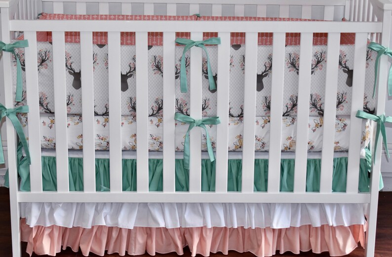 Little Deer Head Crib Bedding baby girl coral bedding Etsy