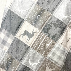 baby boy quilt, woodland quilt, woodland nursery,  handmade baby blanket, baby shower gift, nursery decor, crib bedding