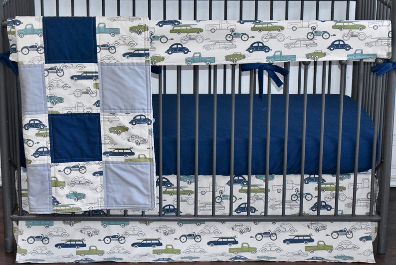 Vintage Cars Crib Bedding Set Baby Boy Bedding Cars Theme Etsy