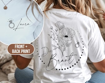 Jga Shirt Frauen personalisiert Floral Jga Tshirts Team Braut Geschenk Brautjungfern Junggesellinnenabschied Geschenk Jga Blumen Shirt Braut